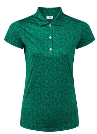FootJoy Painted Floral Cap Sleeve Lisle dámske polo, field green