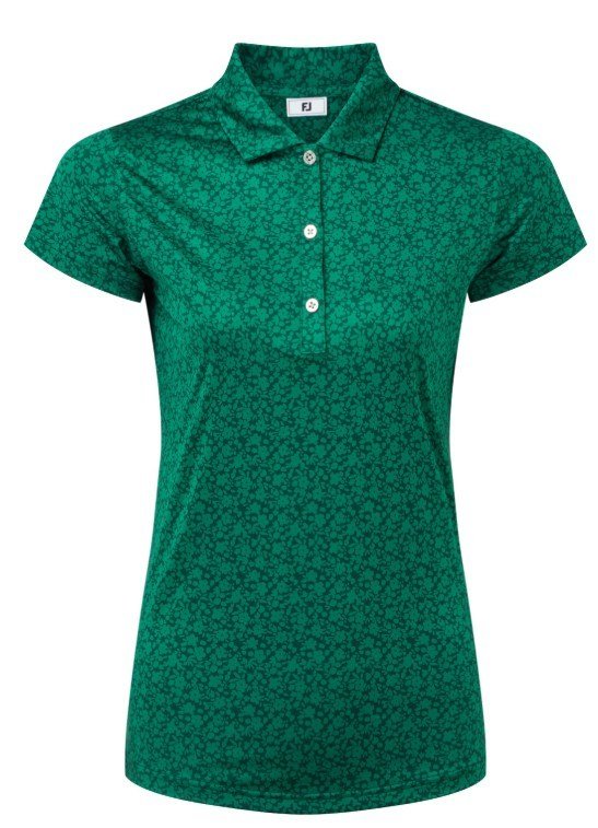 FootJoy Painted Floral Cap Sleeve Lisle dámske polo, field green