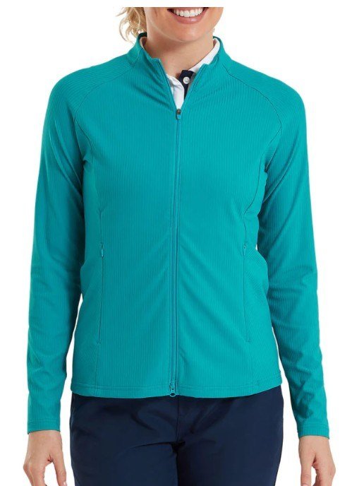 FootJoy Full-Zip Rib Midlayer dámska mikina, tile blue