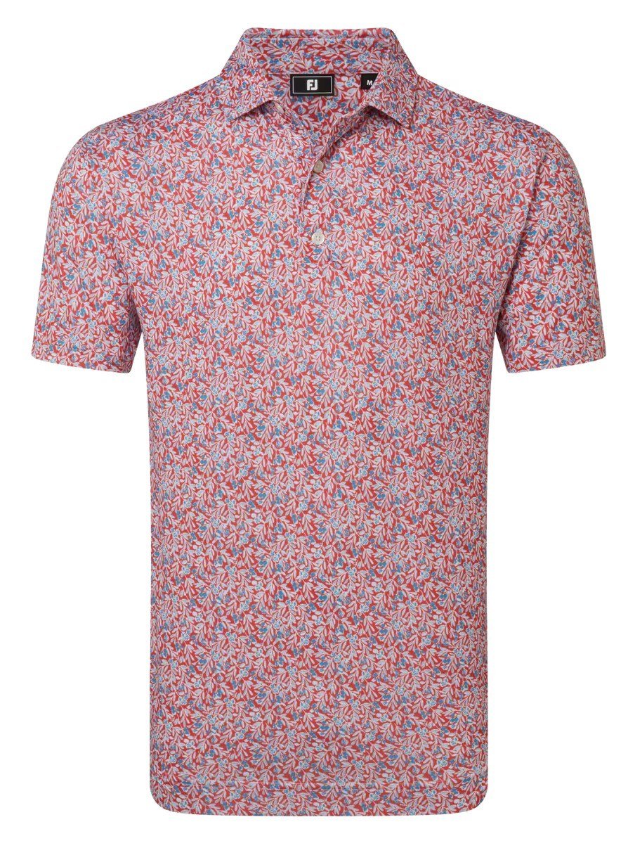FootJoy Meadow Print Lisle pánske polo, nantucket red/hambray/coastal blue