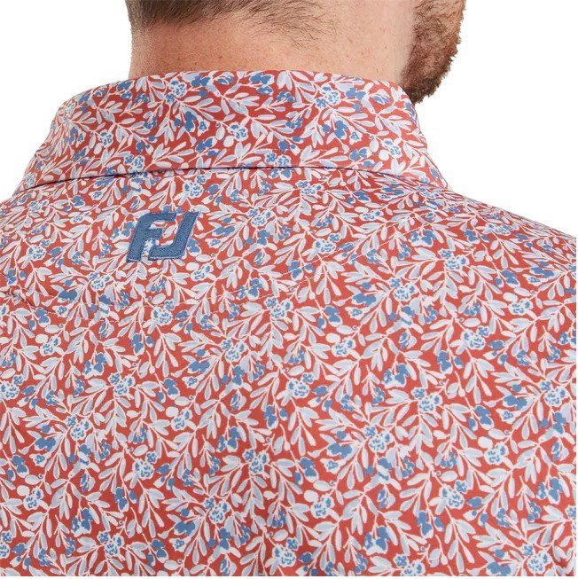 FootJoy Meadow Print Lisle pánske polo, nantucket red/hambray/coastal blue