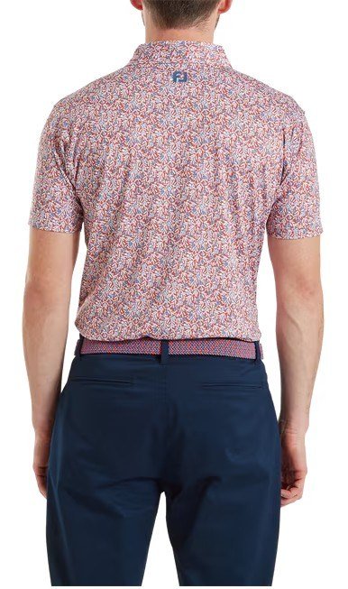 FootJoy Meadow Print Lisle pánske polo, nantucket red/hambray/coastal blue