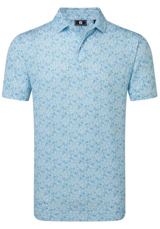 FootJoy Meadow Print Lisle pánske polo, blue reef/sea glass/deep reef