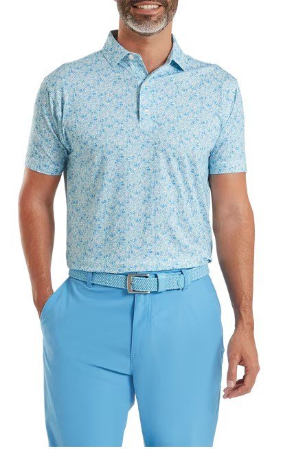 FootJoy Meadow Print Lisle pánske polo, blue reef/sea glass/deep reef