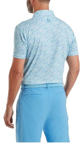 FootJoy Meadow Print Lisle pánske polo, blue reef/sea glass/deep reef