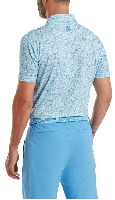 FootJoy Meadow Print Lisle pánske polo, blue reef/sea glass/deep reef