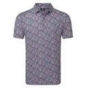 FootJoy Meadow Print Lisle pánske polo, black/vivid violet/pink pop