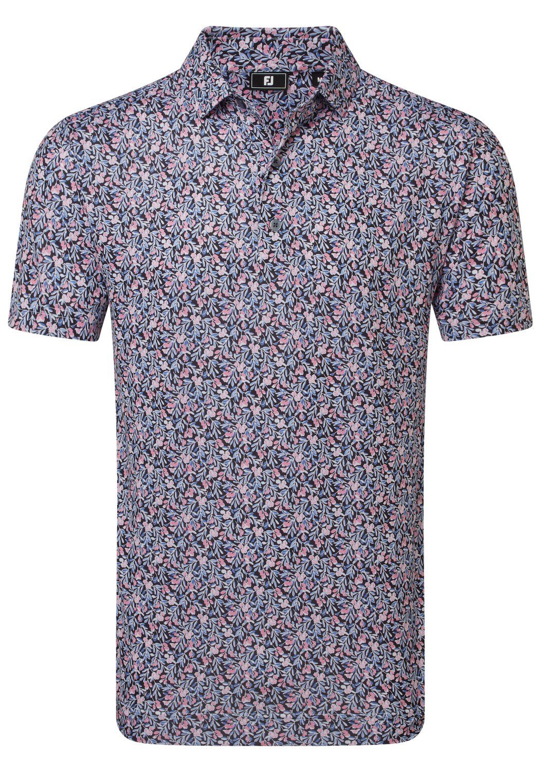 FootJoy Meadow Print Lisle pánske polo, black/vivid violet/pink pop