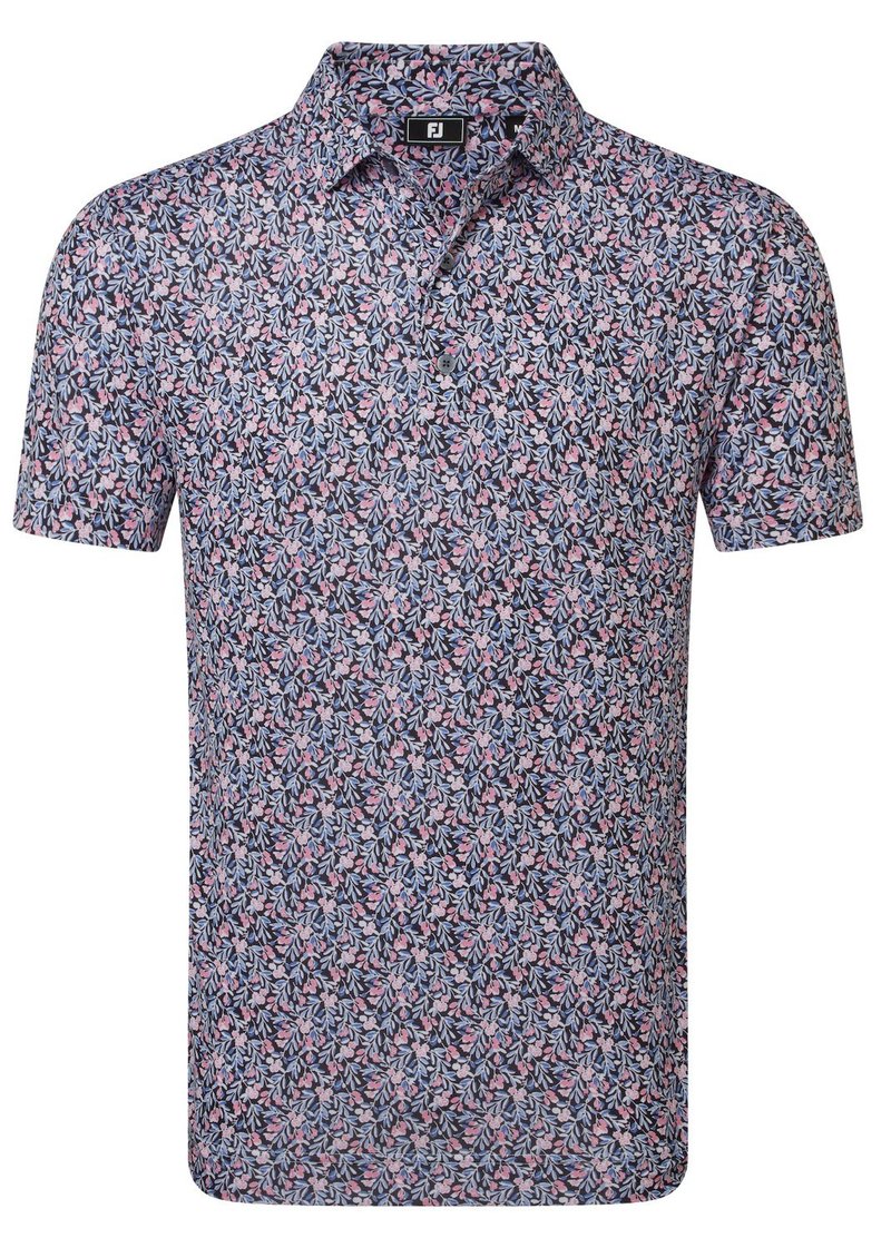 FootJoy Meadow Print Lisle pánske polo, black/vivid violet/pink pop