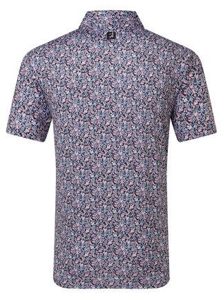 FootJoy Meadow Print Lisle pánske polo, black/vivid violet/pink pop