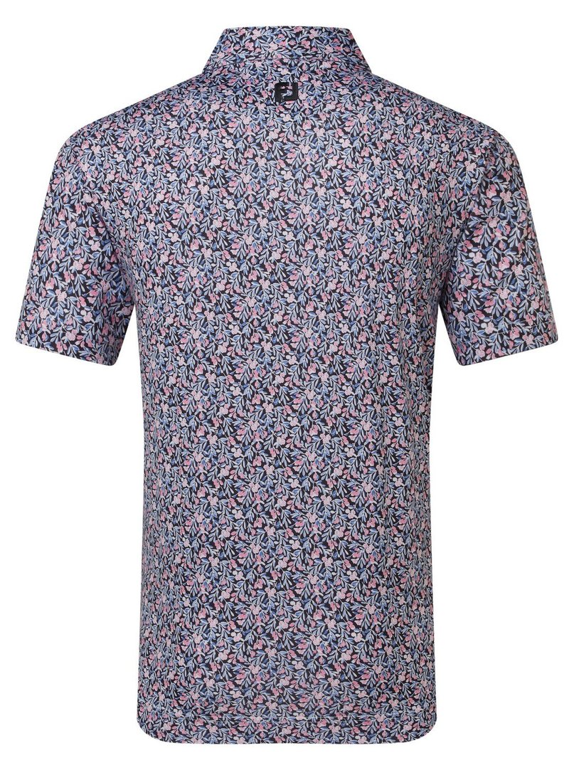 FootJoy Meadow Print Lisle pánske polo, black/vivid violet/pink pop