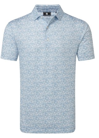 FootJoy Hidden Palm Print Lisle pánske polo, chambray/white