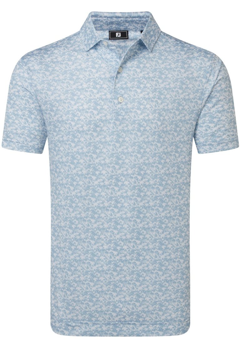 FootJoy Hidden Palm Print Lisle pánske polo, chambray/white