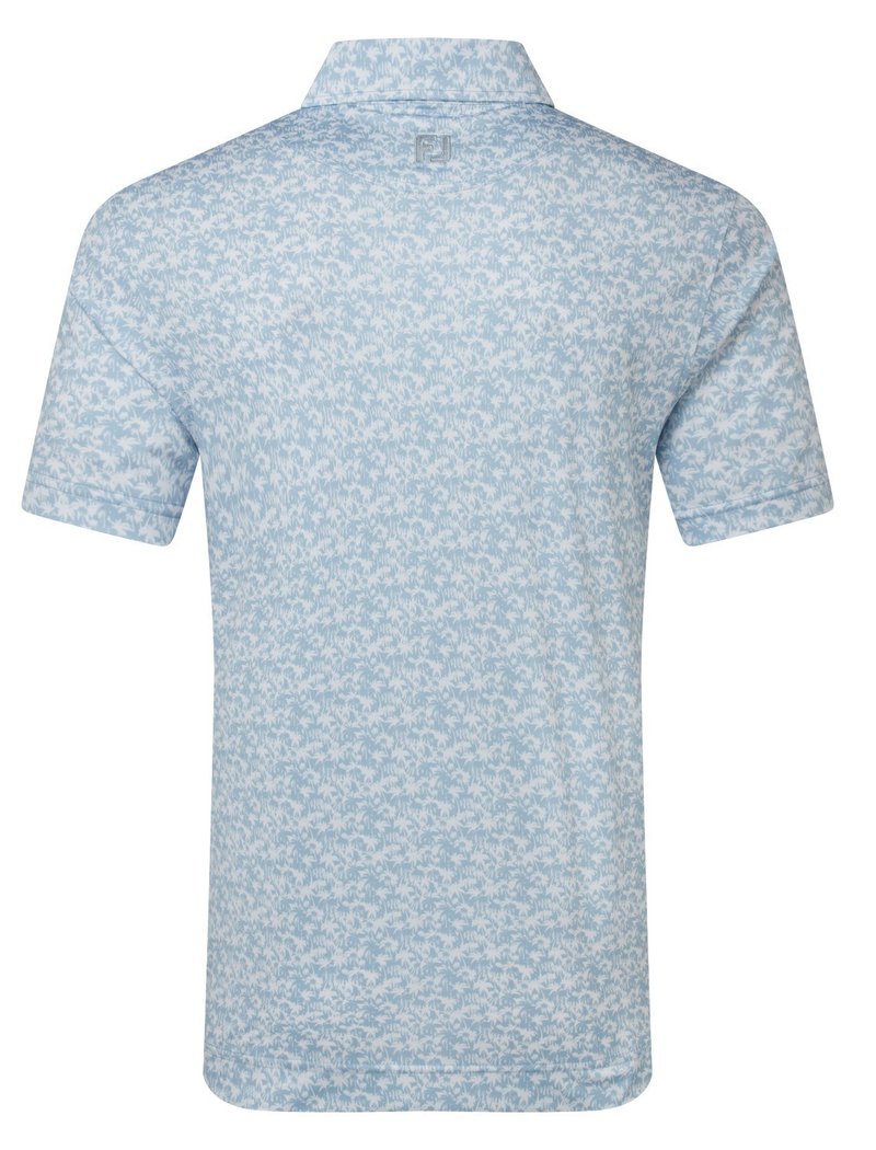 FootJoy Hidden Palm Print Lisle pánske polo, chambray/white