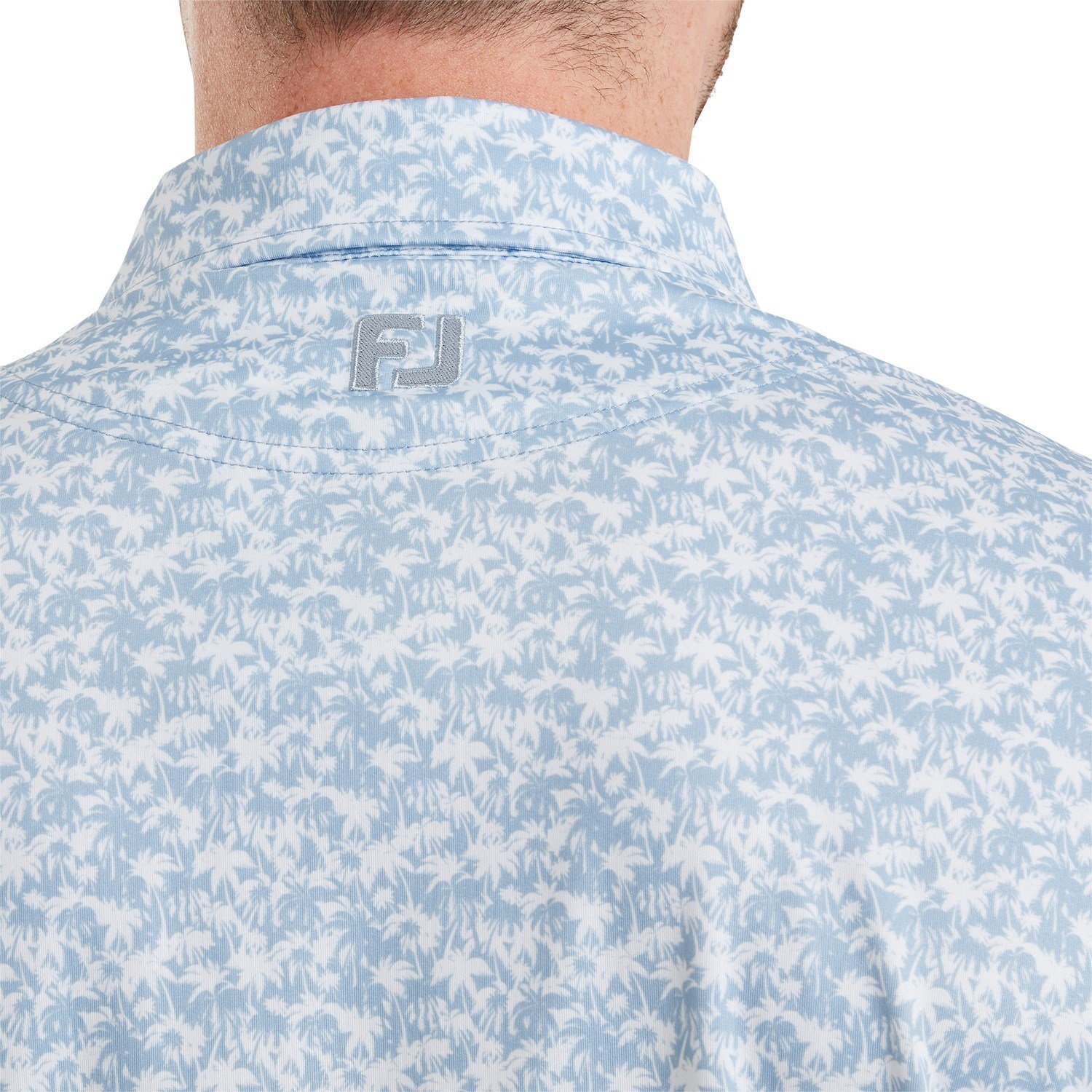 FootJoy Hidden Palm Print Lisle pánske polo, chambray/white