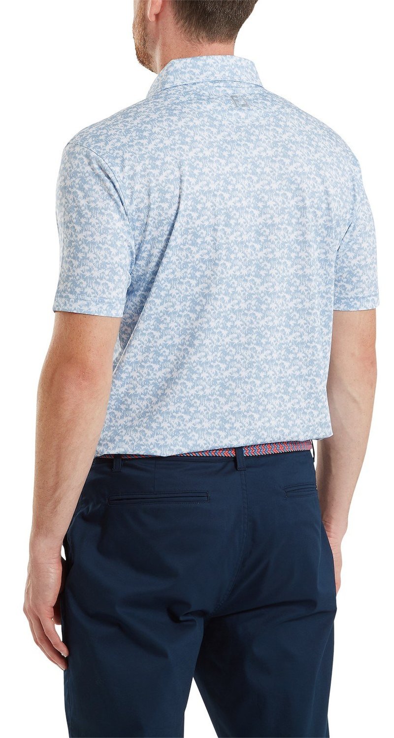 FootJoy Hidden Palm Print Lisle pánske polo, chambray/white