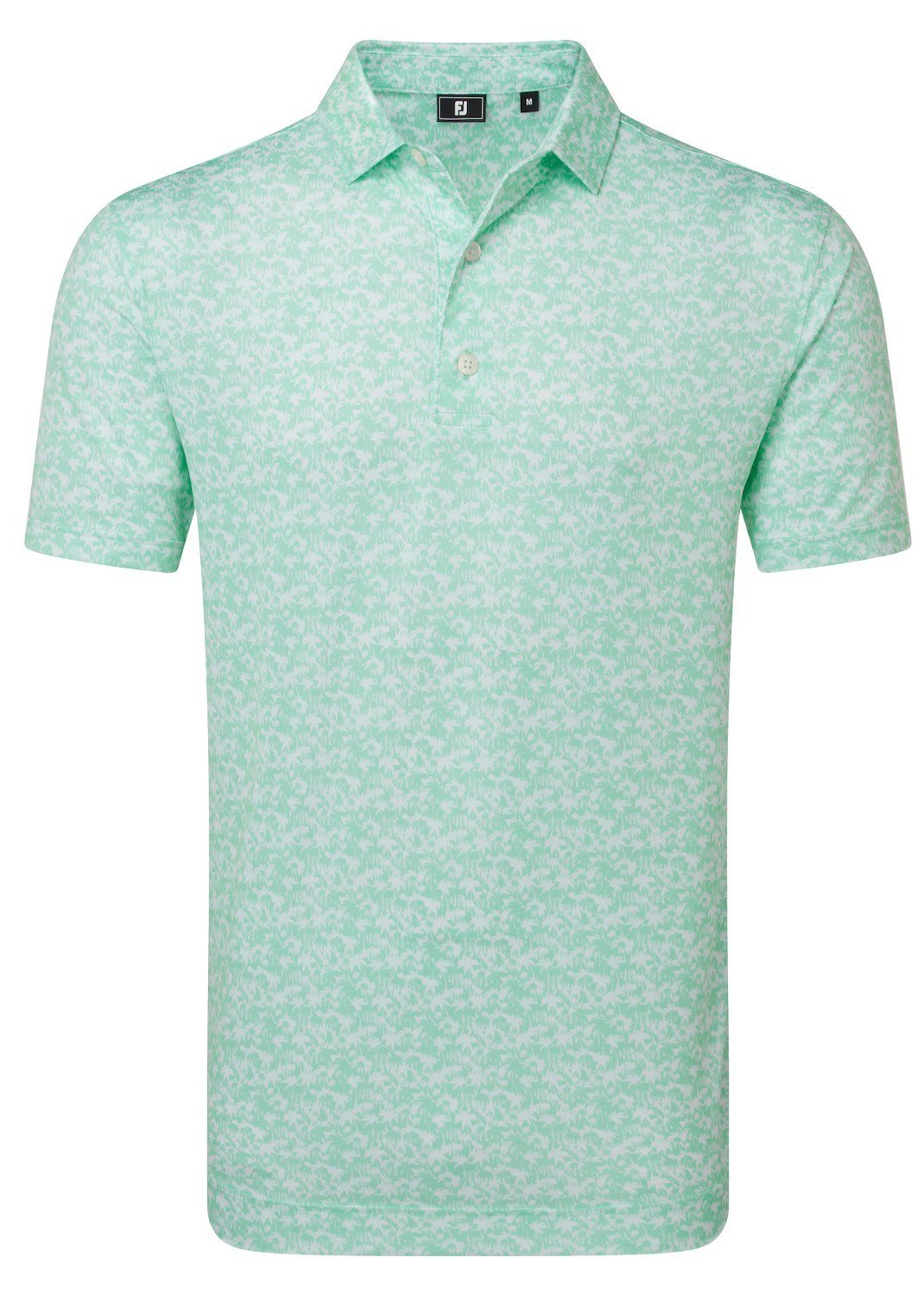 FootJoy Hidden Palm Print Lisle pánske polo, sea glass/white
