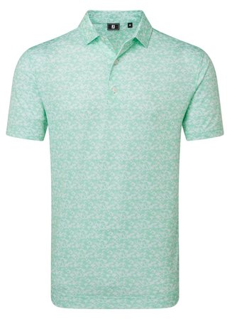 FootJoy Hidden Palm Print Lisle pánske polo, sea glass/white