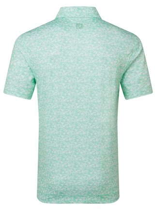 FootJoy Hidden Palm Print Lisle pánske polo, sea glass/white