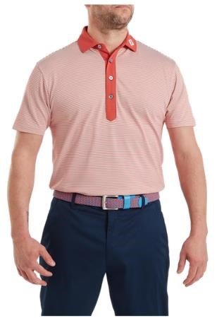 FootJoy Feeder Stripe Pique pánske polo, nantucket red
