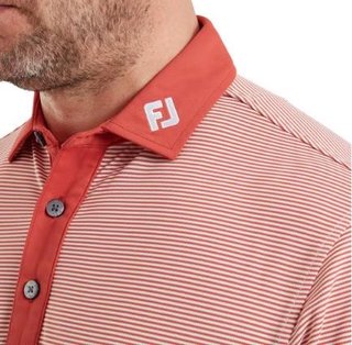 FootJoy Feeder Stripe Pique pánske polo, nantucket red