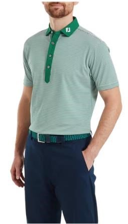 FootJoy Feeder Stripe Pique pánske polo, field green