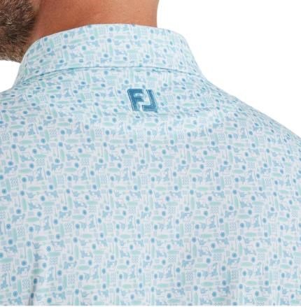 FootJoy Surfs Up Print Lisle pánske polo, deep reef/white/sea glass/blue reef