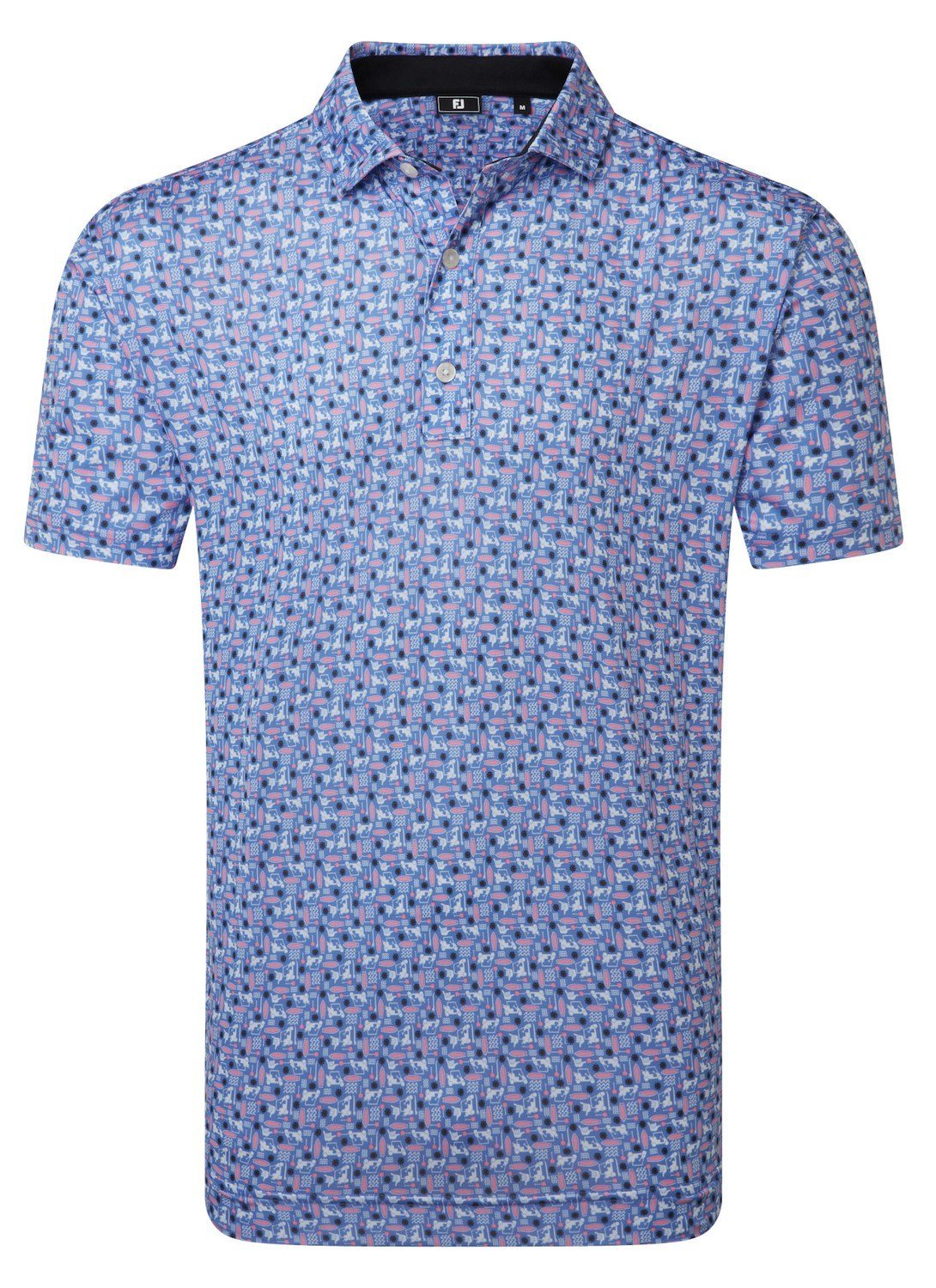 FootJoy Surfs Up Print Lisle pánske polo, white/vivid violet/pink pop/black