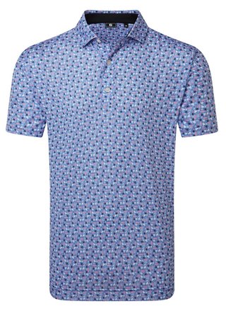 FootJoy Surfs Up Print Lisle pánske polo, white/vivid violet/pink pop/black