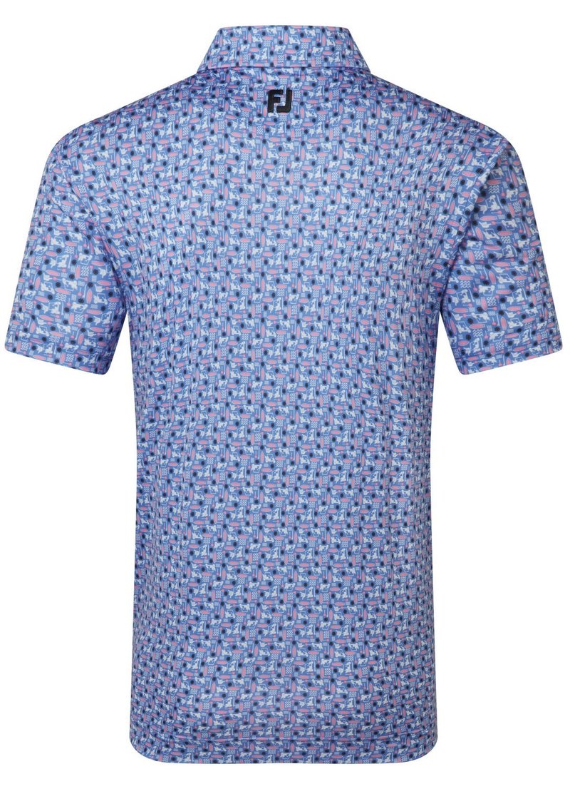 FootJoy Surfs Up Print Lisle pánske polo, white/vivid violet/pink pop/black