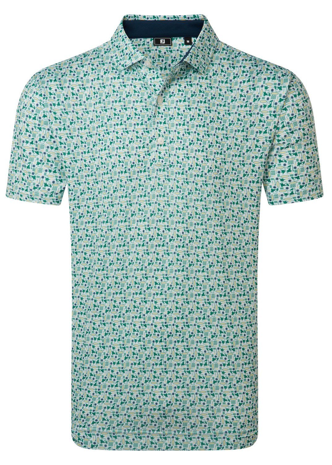 FootJoy Surfs Up Print Lisle pánske polo, field green/white/sunshine/navy