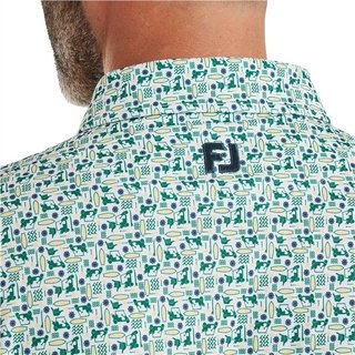 FootJoy Surfs Up Print Lisle pánske polo, field green/white/sunshine/navy