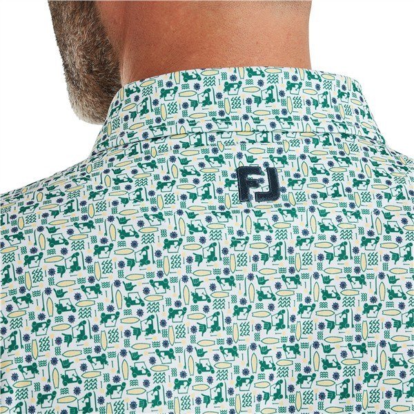 FootJoy Surfs Up Print Lisle pánske polo, field green/white/sunshine/navy