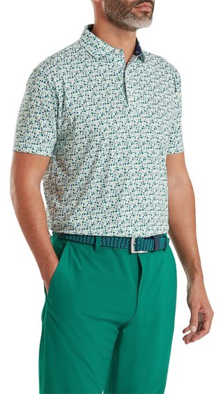 FootJoy Surfs Up Print Lisle pánske polo, field green/white/sunshine/navy