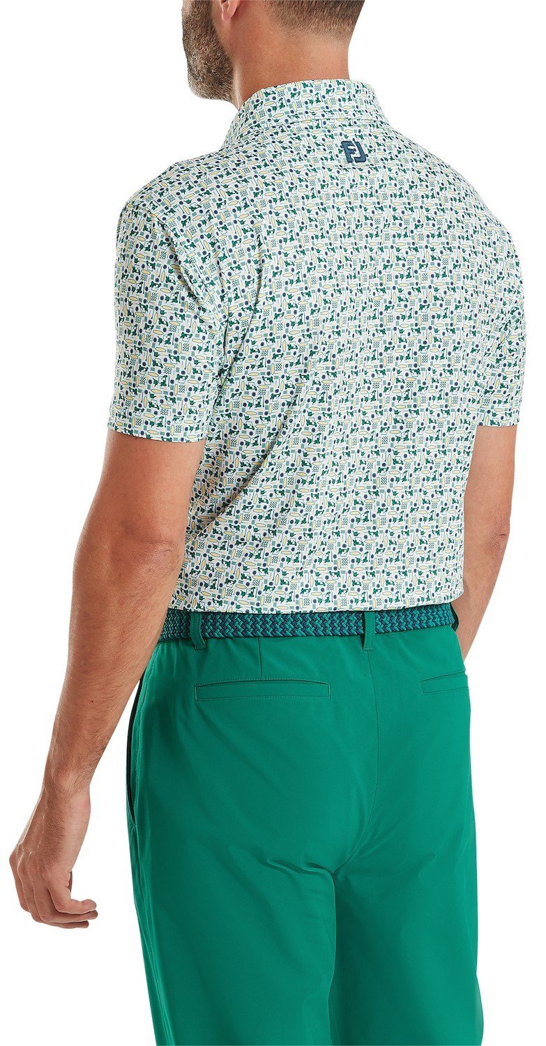 FootJoy Surfs Up Print Lisle pánske polo, field green/white/sunshine/navy