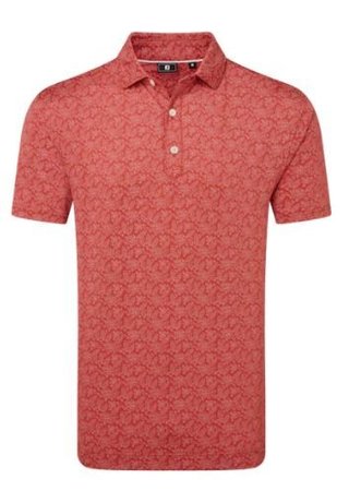 FootJoy Wingtip Floral Lisle pánske polo, nantucket red/white