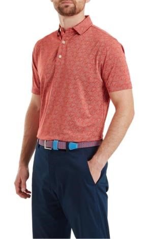 FootJoy Wingtip Floral Lisle pánske polo, nantucket red/white
