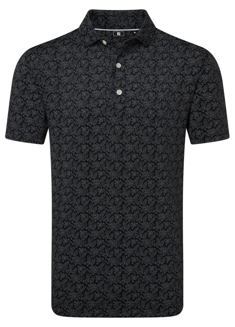 FootJoy Wingtip Floral Lisle pánske polo, black/white