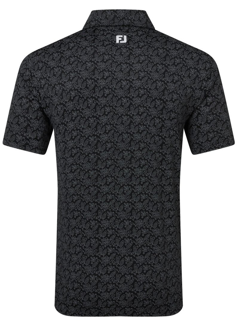 FootJoy Wingtip Floral Lisle pánske polo, black/white