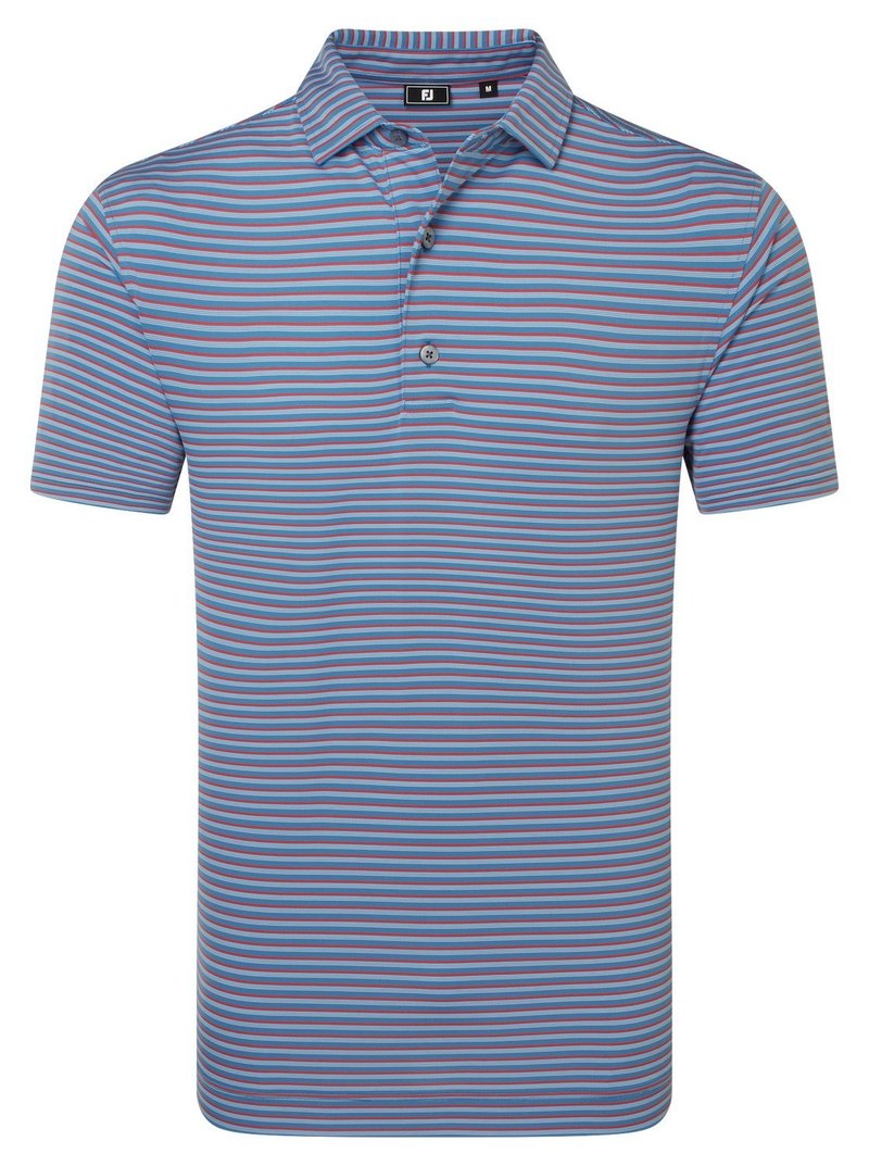 FootJoy Shadow Stripe Lisle pánske polo, coastal blue