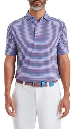 FootJoy Shadow Stripe Lisle pánske polo, coastal blue