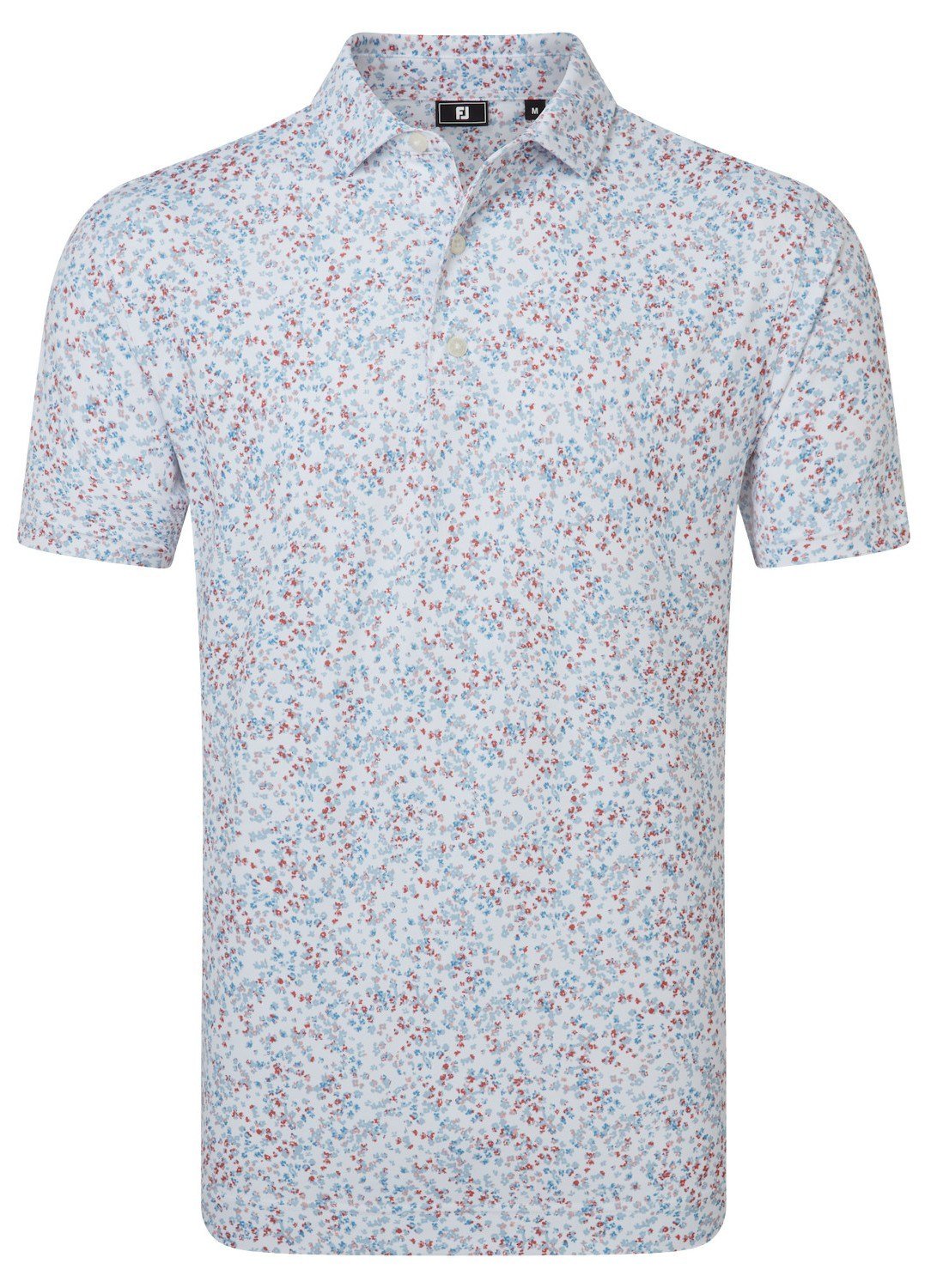 FootJoy Watercolour Floral Print Pique pánske polo, white/chambray/nantucket red