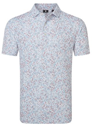 FootJoy Watercolour Floral Print Pique pánske polo, white/chambray/nantucket red