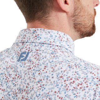 FootJoy Watercolour Floral Print Pique pánske polo, white/chambray/nantucket red