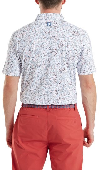 FootJoy Watercolour Floral Print Pique pánske polo, white/chambray/nantucket red