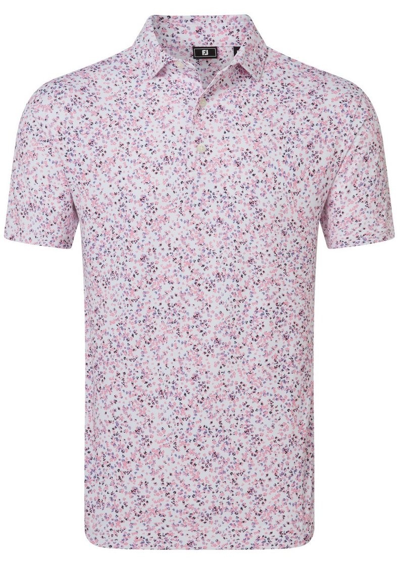 FootJoy Watercolour Floral Print Pique pánske polo, white/pink pop/black