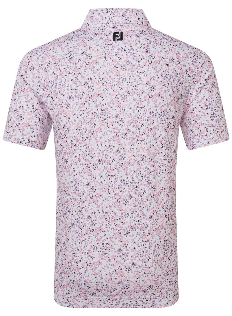 FootJoy Watercolour Floral Print Pique pánske polo, white/pink pop/black