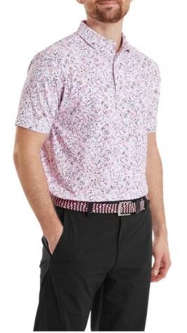 FootJoy Watercolour Floral Print Pique pánske polo, white/pink pop/black