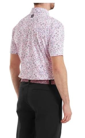 FootJoy Watercolour Floral Print Pique pánske polo, white/pink pop/black