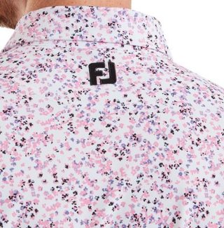 FootJoy Watercolour Floral Print Pique pánske polo, white/pink pop/black
